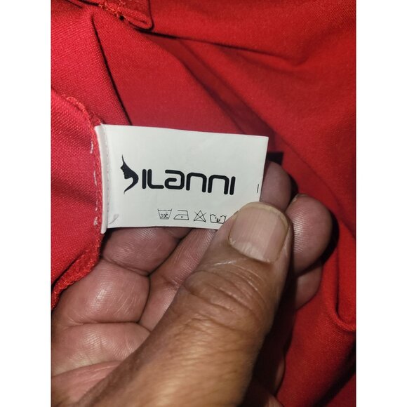 Red Sleeveless One-Shoulder Knee-Length Dress With Lace Detail & Side Ruching Fo - Picture 9 of 11